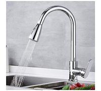 Kitchen Sink Taps with Pull Out Spout,Swivel Spout Dual Functional Sprayer,Monobloc Mixer Kitchen Tap,Vintage Single Lever Faucet Solid Brass Ceramic Valves,SIL，Silver
