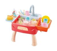 Kitchen Sink Toy, Water Play Basin, Preschool Role Play Set, Automatic Faucet Circulation, Realistic Dishwashing Accessories, Indoor Learning Fun for Toddler, 17.91x14.17 Inches