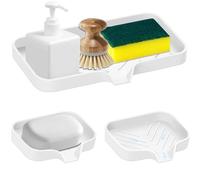 Kitchen Sink Tray,3 Pcs Silicone Sponge Holder for Kitchen Sink Organizer, Kitchen Soap Tray Self Draining Soap Dish for Bathroom