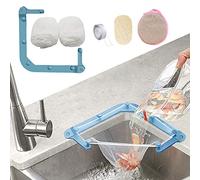 Kitchen Sink Triangle Tri-Holder Filter, Kitchen Sink Strainer, Sink Drain Strainer, with a Triangular Upgraded Foldable Blue Rack and 100PCS Large Size Filtering Mesh Bags for Kitchen Leftover
