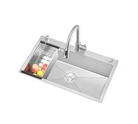 Kitchen Sink, Undermount Kitchen Sink 304 Stainless Steel Sink, Workstation Sink, Deep Sink Handmade with Basket Strainer, Brushed, Single Bowl Kitchen Sink with Accessories ( Size : Pull out head-55*