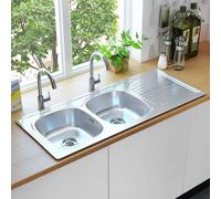 Kitchen Sink Undermount Round Silver 42cm x 16cm Compact Brushed Stainless