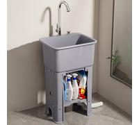 Kitchen Sink Unit, Plastic Utility Sink with Faucet Storage Shelves Free Standing Multicolor Multiple Sizes(Grey,40x40x76.5cm)