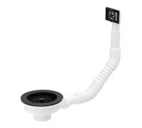 Kitchen Sink Waste Black 90mm With Strainer Basket And Overflow