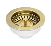 Kitchen Sink Waste Brushed Brass 90mm With Strainer Basket
