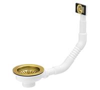 Kitchen Sink Waste Brushed Brass 90mm With Strainer Basket And Overflow