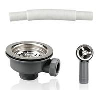 Kitchen Sink Waste Kit, 114mm Round Sink Overflow Pipe Kit, Stainless Steel Kitchen Sinks Strainer Drain Trap Round Overflow for Kitchen Sink Cabinet Drainage Accessories Plumbing Replacement