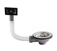 Kitchen Sink Waste Kit with Overflow, Kitchen Sink Collection, 114mm Kitchen Stainless Steel Sink Drain Strainer Waste Plug with Square Overflow (Square)