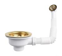 Kitchen Sink Waste Kit, With Overflow Pipes, 114MM Gold-Plated Color Sink Drain Strainer, For Sink Open Hole Diameter Size Is Φ 86-95 Mm