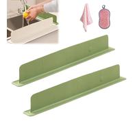 Kitchen Sink Water Splash Guard - Keep Your Counter Dry & Clean, Silicone Integrated Suction Cup Sink Water Baffle, Faucet Guard & Draining Mat (2*Green)