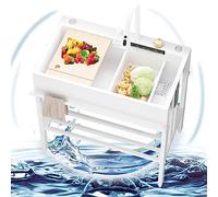 Kitchen Sink Waterfall Modern,New Nano 304 Stainless Steel Utility,Multifunctional Single Bowl Workstation,With Fly Rain Faucet,Accessories,Free Standing Farmhouse Home,White-75X45X75Cm(Lxwxh)