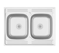 Kitchen Sink with Double Sinks Wash Basin Bowl Silver Stainless Steel vidaXL