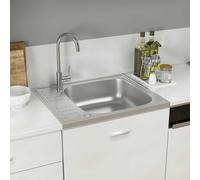 Kitchen Sink with Drainer Set Silver 600x500x155 mm Stainless Steel