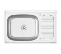 vidaXL Kitchen Sink with Drainer Set Silver 800x500x155 mm Stainless Steel