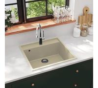 Kitchen Sink with Overflow Hole Beige Granite
