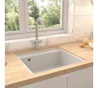 Kitchen Sink with Overflow Hole White Granite