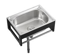 Kitchen Sink with Stand, Wall Mounted Sink, Utility Sink, Small Kitchen Sink, Single Bowl Stainless Steel Sink, for Laundry Garage Restaurant Catering Industrial (48x35x21cm)