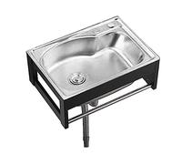 Kitchen Sink With Stand, Wall Mounted, Utility, Small Single Bowl Stainless Steel for Laundry Garage Restaurant Catering Industrial (58x43x21cm)