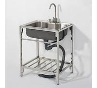 Kitchen Sink with Taps Free Standing Commercial Stainless Steel Single Bowl Sink Unit for Laundry Garage Indoor Outdoor Restaurant Catering