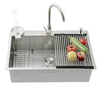 Kitchen Sink Workstation, Stainless Steel Top Mount Sinks, Drop-in Single Bowl Farmhouse Basin with Accessories, Household Dishwasher Sinks for RV, Prep Kitchen, Laundry Room, Bar(SilverB,80x50cm)