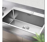 Kitchen Sinks Single Bowl Sink Drop in Handmade Durable Kitchen Sinks, Home Undermount Sink Workstation, Stainless Steel Single Bowl Sink, with Drainer/Silver Sink/60 * 45Cm