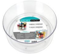 Kitchen Spaces Compact Lazy Susan Organizer, Fridge or Cabinet Turntable Shelf Storage for Kitchen and Pantry Items, Great for Spices or Condiments, Clear and Sturdy with Full Spin