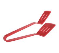 Kitchen Spatula Tongs Silicone Steak Fish Turner for Cooking | Easy to Clean, Dishwasher Safe, Heat Insulating Handle, Red Finish, Hotel and Restaurant Use