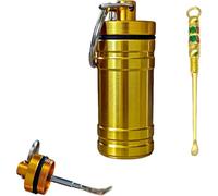 Kitchen Spice Container Dispenser | Portable Aluminum Bottle| Fine to Coarse Seasoning Kit | Travel-Sized Pepper Salt Shaker (Golden)