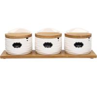 Kitchen Spice Jar,3 Pcs Spice Container,ceramic Spice Jars With Bamboo Lids And Sugar Spoons Label Stickers,spice Box Suitable For Storing Sugar, Salt, Sauces