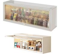 Kitchen Spice Rack, wall Mounted Storage Cabinet, Large Capacity Diamond Free Kitchen Utensil Storage Cabinet, semi Transparent flip Door, White 80cm