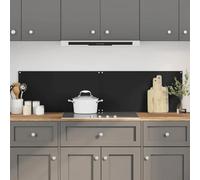 Kitchen Splashback, Pack of 2, Black, 80 x 60 cm, Tempered Glass Splash Guard, Shockproof, Temperature Resistant up to 240 °C, Easy to Clean, Includes Mounting Material, Ideal for Cooking and Baking