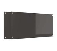 Kitchen Splashback, Pack of 2, Dark Grey, 100 x 50 cm, Tempered Glass with 4 Pre-Drilled Holes, Heat Resistant and Durable for Modern Kitchens to Protect Against Splashes and Heat Damage