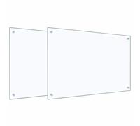 Kitchen Splashback, Pack of 2, Transparent, Made of Tempered Glass, 90 x 60 cm with 4 Pre-Drilled Holes, Heat Resistant and Easy to Clean for Modern Kitchens for Cooking and Baking