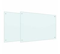 Kitchen Splashback, White, Tempered Glass, 90 x 60 cm, Pack of 2, Heat Resistant with 4 Pre-Drilled Holes for Modern Kitchens Protection Against Splashes and Heat Damage