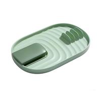 Kitchen spoon holder rack with spatula and chopsticks holders, constructed from food safe plastic to prevent clutter and facilitate utensil collection (green)