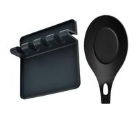 Kitchen Spoon Rest for Multiple Utensil Non-Slip Heat-Resistant Silicone Drip Pad, Grill Spoon Holder for Stove Top, Kitchen Gadget Holder for Ladles, Tong, Cooking Spatula, Spoons Rest with Drip Pad