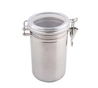 Kitchen Stainless Steel Canister Set with Clear Acrylic Lids Clamp Airtight Durable Stackable Food Storage Container for Counter Pantry Tea Coffee Flour Rice Pa Tote with (Silver, One Size)