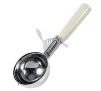 Kitchen Stainless Steel Fruit Cake Dessert Ice Cream Scoop Spoon Cookie Melon Spoon Soft Silicone Hand Grips Trigger Release Tablespoon Scoop Dishwasher Safe Utensils Accessories(6.8CM)
