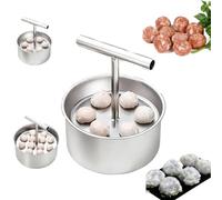 Kitchen Stainless Steel Meatball 6/12 Holes Mould, Ergonomic Design, Manual Meatball Maker Tool, Kitchen Extruded Meatball Making Press, Meatballs Press Mould Tool for Fish Balls,Dough，1pc s