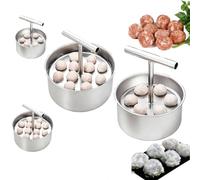 Kitchen Stainless Steel Meatball 6/12 Holes Mould, Ergonomic Design, Manual Meatball Maker Tool, Kitchen Extruded Meatball Making Press, Meatballs Press Mould Tool for Fish Balls,Dough，2pc s+l