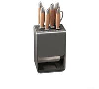 Kitchen Steel Stainless Holder Organization Compartments Counter Cutlery with - Dishwasher-Safe Utensil Organizer for Grey/Black/White Non-Slip Base Tray (25. x 18 x 14 cm)(Grey)