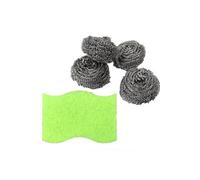 Kitchen Steel Wool Scourers Sponge Scrubber Pack Of 5 Silver