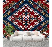 Kitchen Stickers 250x175cm Tribe Pattern Geometric Peel and Stick Wall Murals Removable Wall Art Decor Red for Living Room Bedroom Nursery Toilet Bathroom Office Decoration