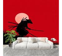 Kitchen Stickers 300x210cm Japanese Style Figure Silhouette Peel and Stick Wall Murals Removable Wall Art Decor Red for Living Room Bedroom Nursery Toilet Bathroom Office Decoration