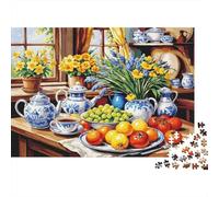 Kitchen Still Life 1000 Piece Jigsaw Puzzle Paper Jigsaw Puzzle for Adults Fruit Tableware Cozy Home Relaxing Gift 38x26cm/1000pcs