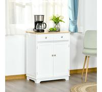 Kitchen Storage Cabinet Cupboard Organiser with Rubberwood Top HOMCOM White One Size