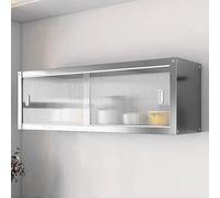Kitchen Storage Cabinet Wall Cabinet Made of Stainless Steel 2 Installation Methods with Transparent Sliding Door Single-layer Load Capacity 25kg for Living Rooms and Bathrooms(80 * 30 * 40cm)