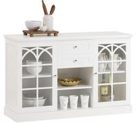 Sobuy Fsb79-W, Storage Cabinet Cupboard Sideboard With 2 Glass Doors And 2 Drawers,white,w120Xd39Xh78