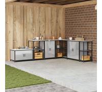 Kitchen Storage Cabinet with Shelf with Storage with Door Silver Galvanised steel Berkfield Home Silver One Size