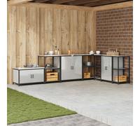 Kitchen Storage Cabinet with Shelf with Storage with Door Silver Galvanised steel Berkfield Home Silver One Size